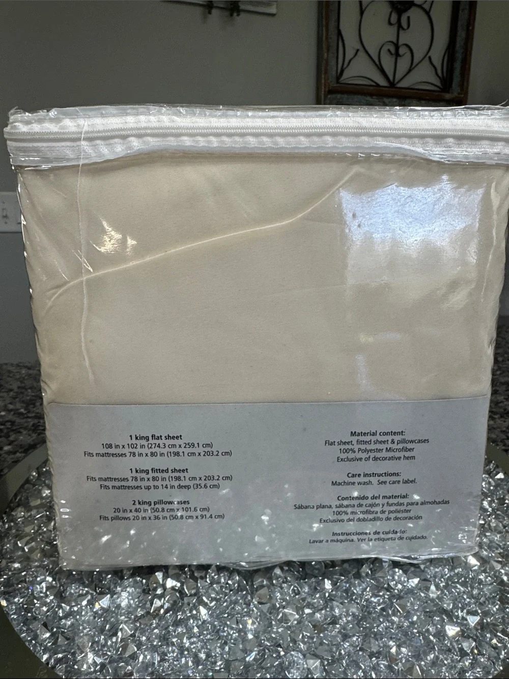 Mainstays King Embroidered Microfiber Sheet Set - Ivory Cream NEW
